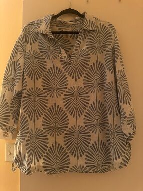 Joie Cream Tunic with Blue Burst Print